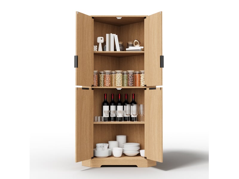 Meuble de rangement d’angle 60x60x172 cm 4 portes mdf naturel - Conforama A