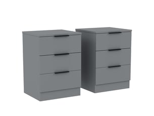 Table de chevet trega 3 tiroirs, commode de nuit, chambre, set de 2, 50x39x28cm, gris
