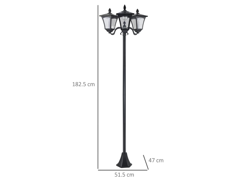 Lampadaire solaire extérieur 3 têtes led 120 lumens ip44 evryae  - Conforama D
