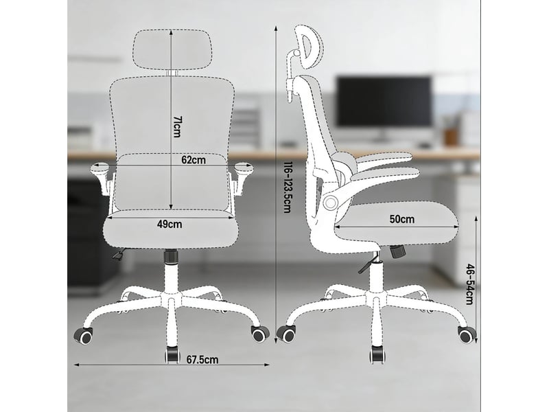  Chaise de bureau rose à dossier haut avec appuie-tête réglable, accoudoirs rabattables et fonction basculante  - Conforama C