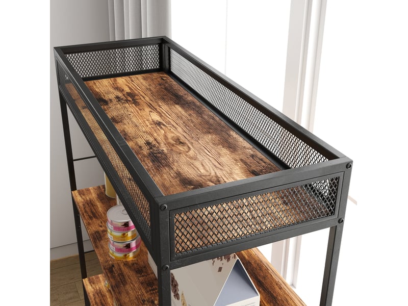  Meuble litière 2-en-1 80 x 48 x 152 cm – marron rustique – 3 étagères, griffoir et porte abattante  - Conforama D