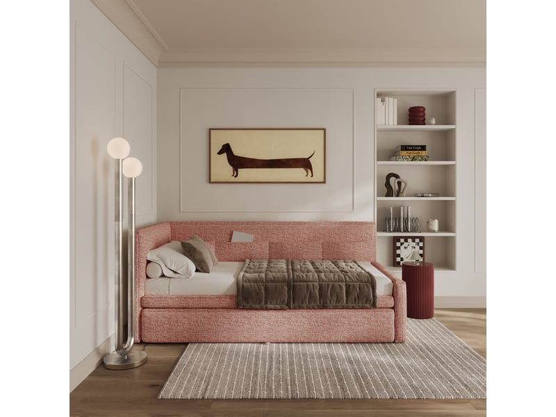 Selsey nesmi - lit rembourré - 90x200 cm - tissu tressé rose Nesmi - Conforama C