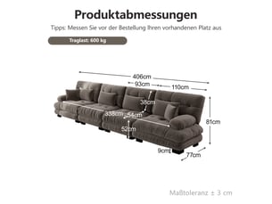 Canapé d'angle modulaire 4 places en chenille marron, assise profonde, coussins moelleux pour salon, appartement ou bureau