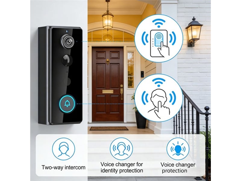  Portier video sans fil ultra hd 166° avec carillon ip65 noir bleu 348951_AACUF47730_6_DROPFR - Conforama D