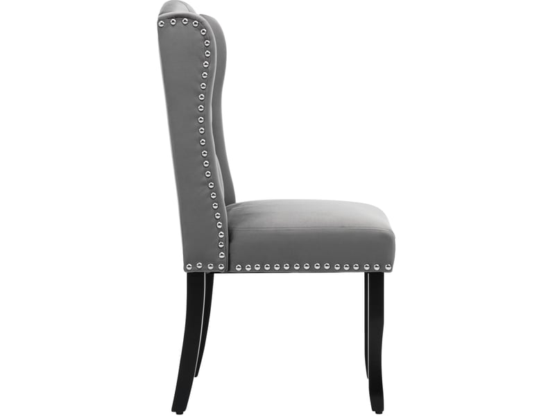  Lot de 6 chaises de salle à manger 45 x 61 x 100 cm – gris – velours, pieds en chêne capitonnés  - Conforama A