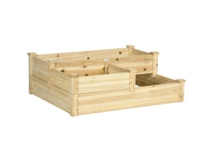 Jardinière enfente à 3 niveaux 108x88x36 cm – bois naturel – culture séparée, fond ouvert et drainage