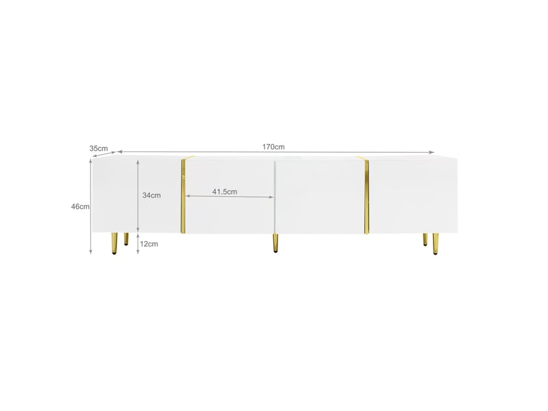  Ensemble armoire tv et table basse - blanc brillant - 170x35x46 cm - 100x60x41,5 cm - charnières amortissantes  - Conforama W