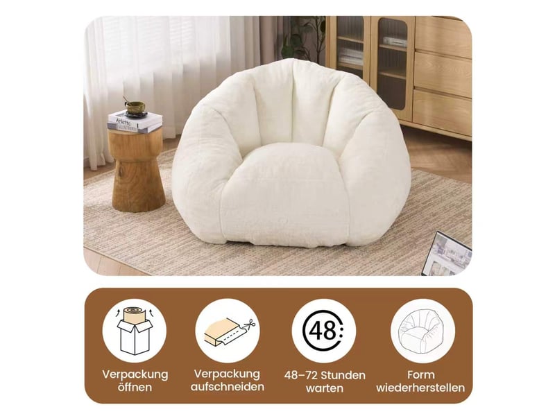  Pouf poire pour adulte en fausse fourrure crème, grand format, moelleux, sans montage  - Conforama B