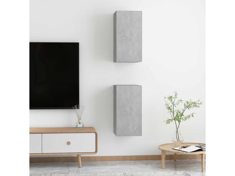  Meuble tv - 2 pcs gris béton bois d'ingénierie  - Conforama E