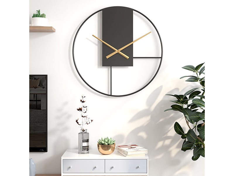  Horloge murale industrielle rétro 50 cm en métal gris mouvement silencieux décoration intérieure chicfurn  - Conforama R