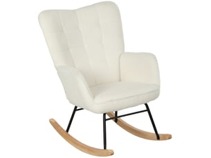 Fauteuil à bascule 71 x 98 x 101 cm blanc en polyester, dossier haut rembourré, salon et chambre