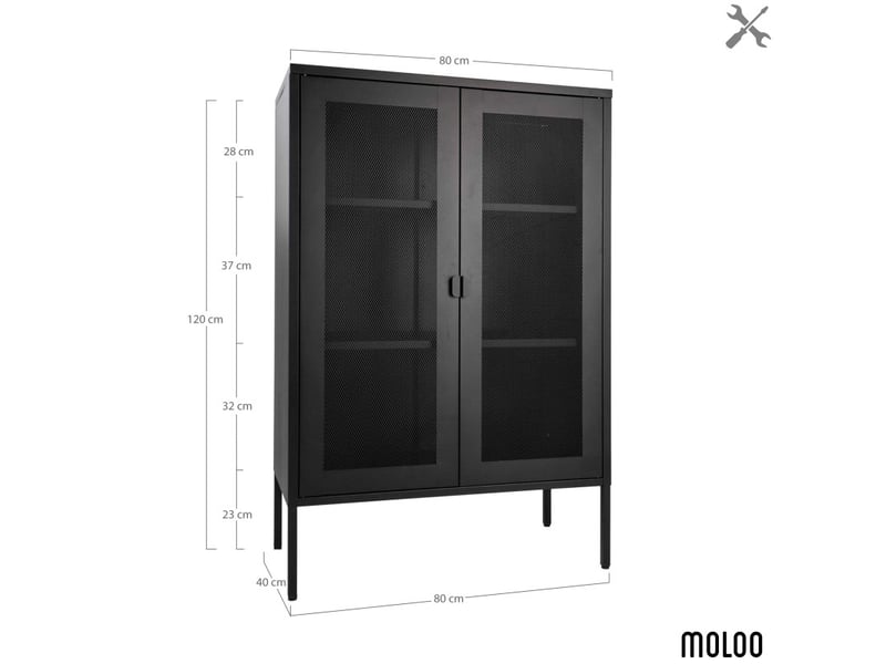  Stak-rangement 2 portes grillagées en acier noir 80x120 cm  - Conforama D