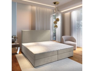 Lit avec rangement 140x200 cm <strong>MASSENO</strong>  <strong></strong> coloris beige