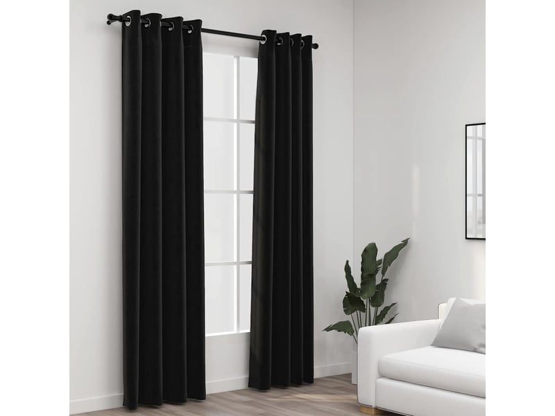  Lot de 2 rideaux occultants, rideaux black-out aspect de lin anthracite 140x245 cm cf44505  - Conforama B