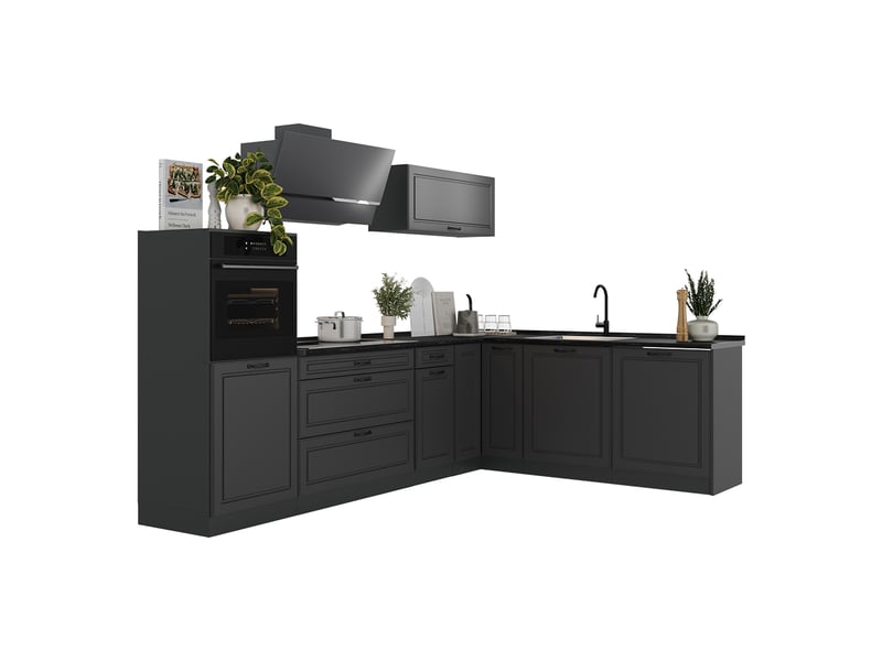 Vicco cuisine en angle, anthracite campagneanthracite, 287 x cm sans plan de travail - Conforama E