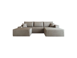 Canapé d'angle modulaire 270cm - canapé en l avec méridienne gauche, velours côtelé, sans montage - beige