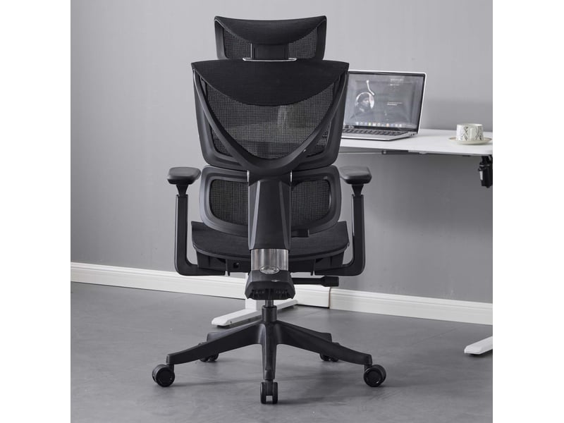  Fauteuil de bureau ergonomique noir en mesh, dossier et accoudoirs réglables  - Conforama D