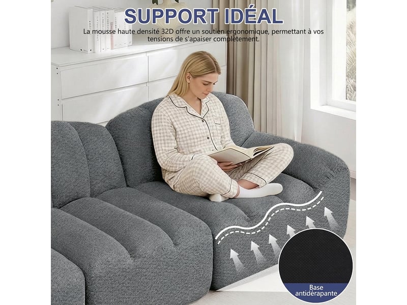 Canapé modulaire 4 places avec ottomane - assise profonde 366 x 165 cm, sans structure rigide - Conforama R