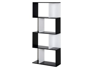 Bibliothèque à 5 niveaux, meuble de rangement en forme de s avec étagères, étagère de rangement pour salon, chambre bureau, 60 x 24 x 148 cm, noir, blanc