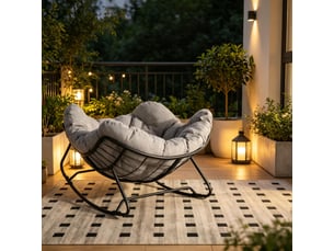 Fauteuil rocking chair 91 x 102,5 x 77 cm - fauteuil basculant d'intérieur en chenille douce - structure métallique épaisse - gris