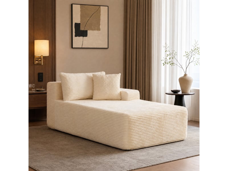  Canapé modulable 1 place en chenille ivoire avec méridienne  - Conforama B