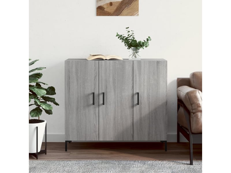  Buffet - bahut - meuble de rangement sonoma gris 90x34x80 cm bois d'ingénierie  - Conforama B