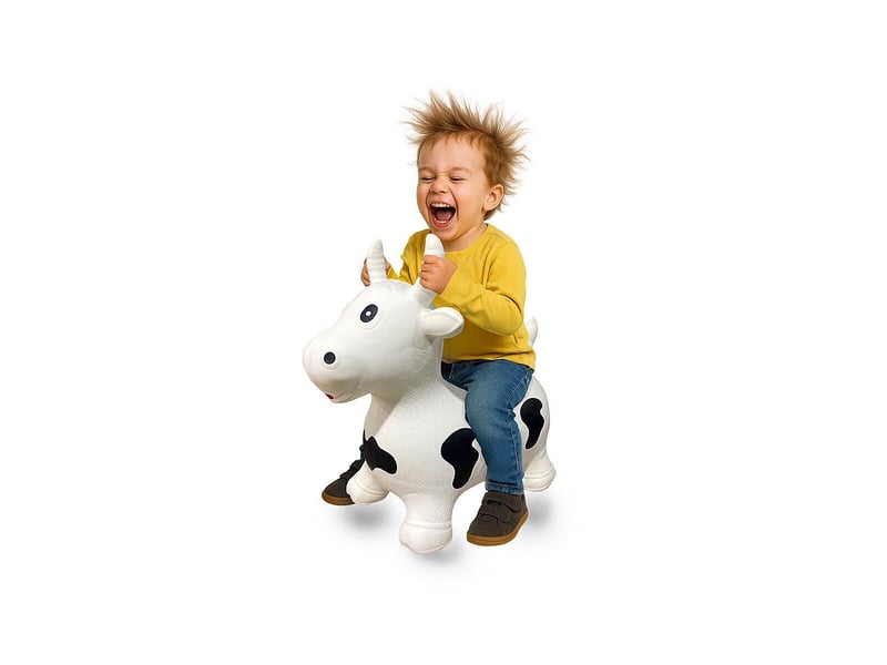  Animal rebondissante vache hoppydoo blancnoir avec pompe 460318 - Conforama C