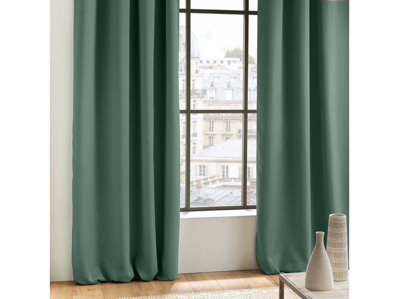  Lot de 2 rideaux à œillets grande hauteur 135 x 280 cm occultants unis occult cèdre  - Conforama D