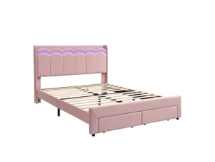 Lit avec rangement 140x200 cm coloris rose