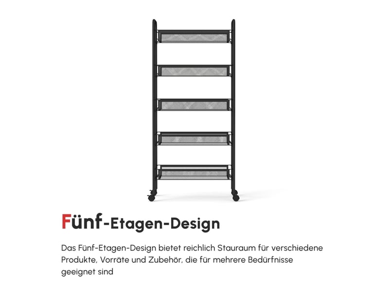  Desserte roulante 5 paniers avec crochets 45 x 26,5 x 106 cm evryae  - Conforama D
