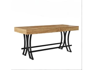 Table industrielle 160 x 70 x 90 cm – noir et marron – mdf et métal – 6 à 8 personnes