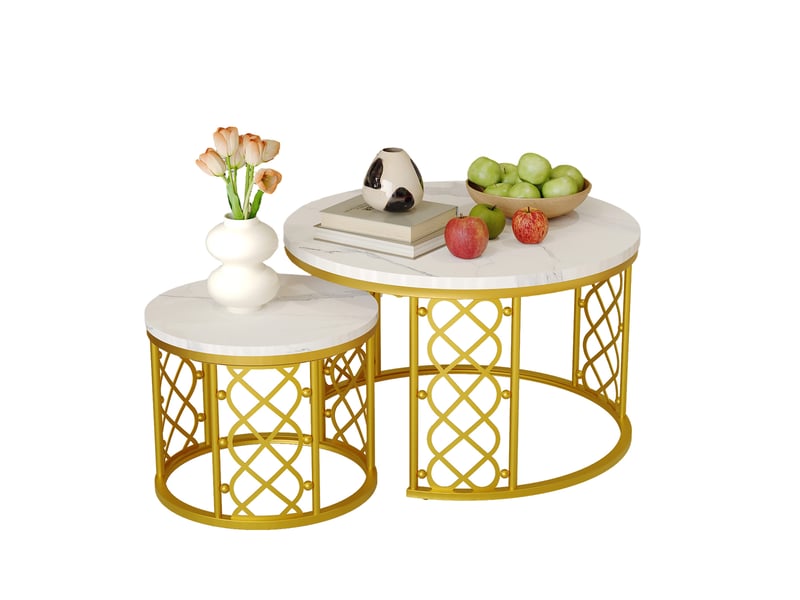  Table basse gigogne 2 pièces effet marbre noir et blanc evryae  - Conforama A