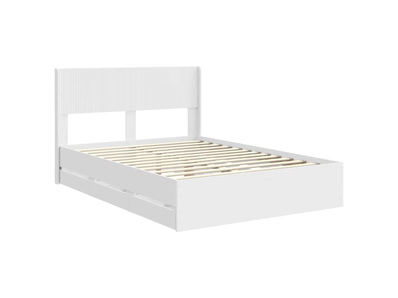  Lit double- lit adulte -  cadre de lit avec rangement et tête de lit blanc 160 x 200 cm  - Conforama C