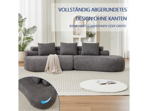 Canapé modulable, canapé de salon, en chenille, gris, forme incurvée, pour salon, mobilier pour espace de vie, chambre