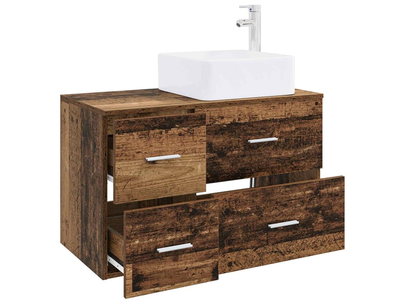 Ensemble de mobilier de salle de bain 2 pcs bois ancien shl5899 - Conforama C