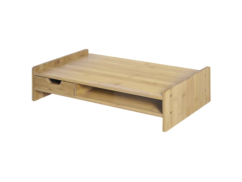  Support d'écran avec tiroir et compartiment en bambou naturel 49 x 25.5 x 11.5 cm  - Conforama B