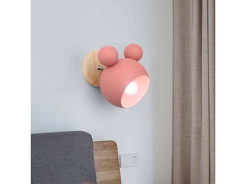 Lumière murale créative d'ours,lampe murale moderne e27 pour intérieur avec tête réglable rose  - Conforama C