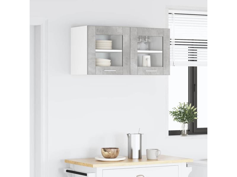  Meuble de rangement cuisine, armoire suspendue 2 pcs gris béton bois d'ingénierie shl6585  - Conforama D