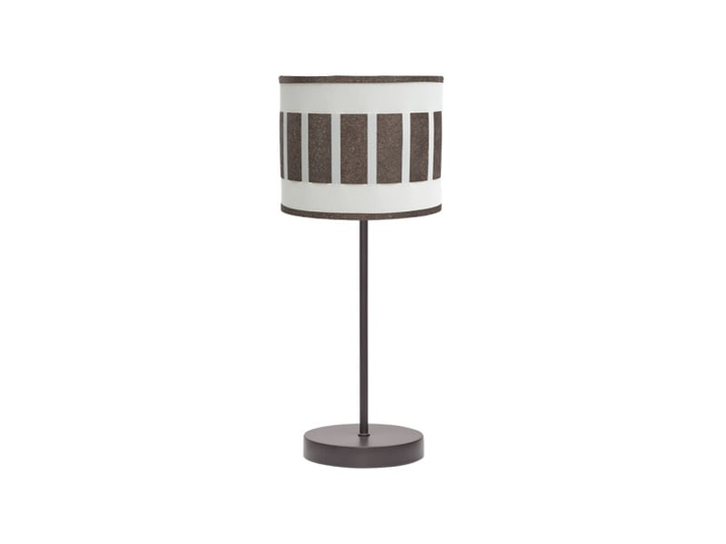  Fabrilamp ivanna lampe à poser marron blanc rouille, abat-jour cylindrique textile, 1 x e14, 43 cm 188471017 - Conforama A