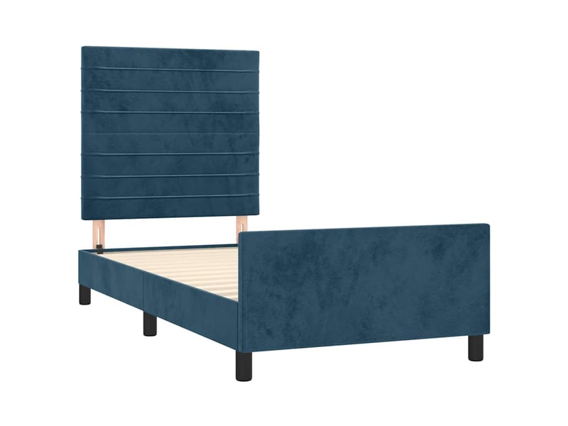  Lit simple- lit adulte -  cadre de lit sans matelas bleu foncé 80x200 cm velours  - Conforama C