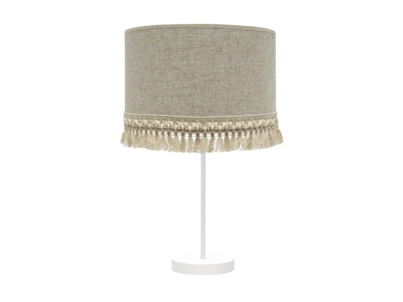  Fabrilamp vera grande lampe à poser blanche et beige, abat-jour en lin rayé à franges, 1 x e27, 62 cm 186471101 - Conforama A