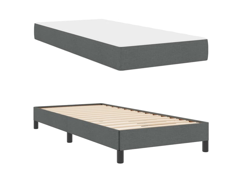  Lit simple- lit adulte -  lit à ressorts gris foncé 80 x 200 cm tissu  - Conforama D