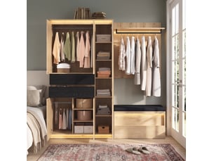 Armoire 6 porte(s) 4 tiroir(s) MODFU coloris bois clair largeur 200 cm