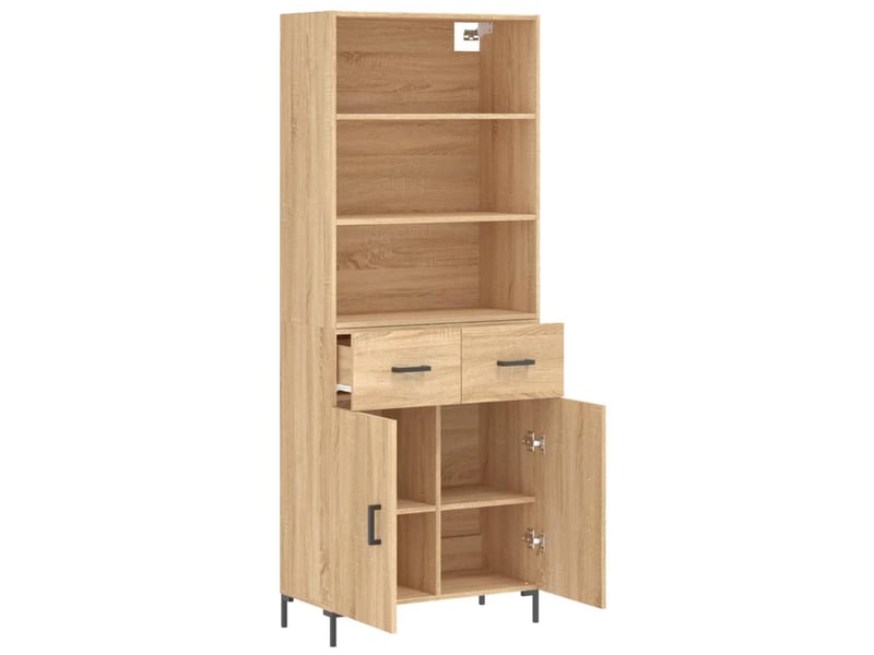  Buffet haut - bahut - meuble de rangement chêne sonoma 69,5x34x180 cm bois d'ingénierie  - Conforama D