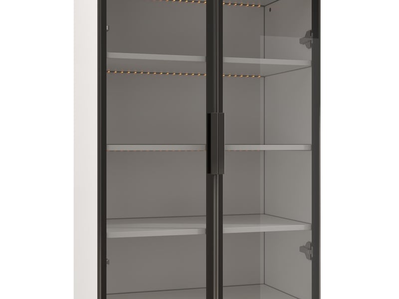  Vitrine avec éclairage led portes en verre fumé et 2 portes blanc 60 x 40 x 160 cm N880P4919434W - Conforama E