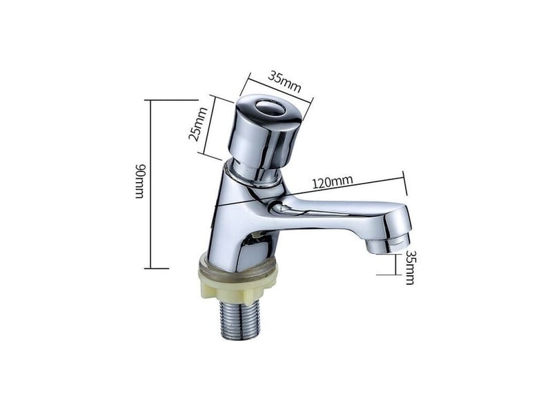  Robinet temporisé chromé à fermeture automatique économie d'eau temporisation du robinet d'évier du lavabo robinet pour la cuisine salle de XLH-ZLS-013705ZLS - Conforama E