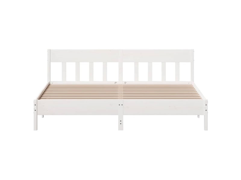  Lit double- lit adulte -  cadre de lit sans matelas blanc 180x200 cm bois massif de pin  - Conforama C