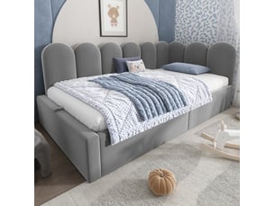 Lit coffre 90x200 cm <strong>OKWISH</strong> <strong></strong> coloris gris