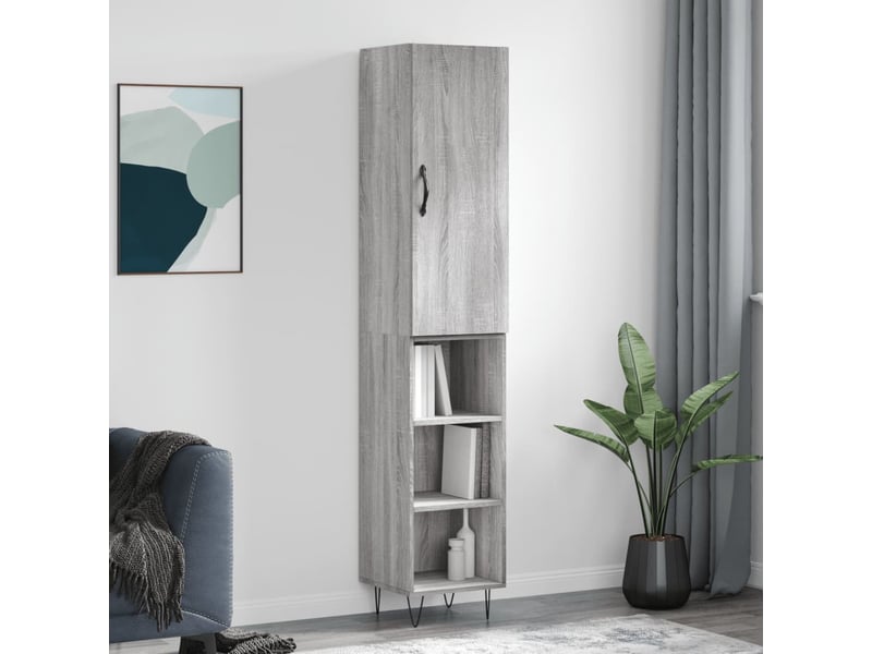  Buffet haut - bahut - meuble de rangement sonoma gris 34,5x34x180 cm bois d'ingénierie  - Conforama B