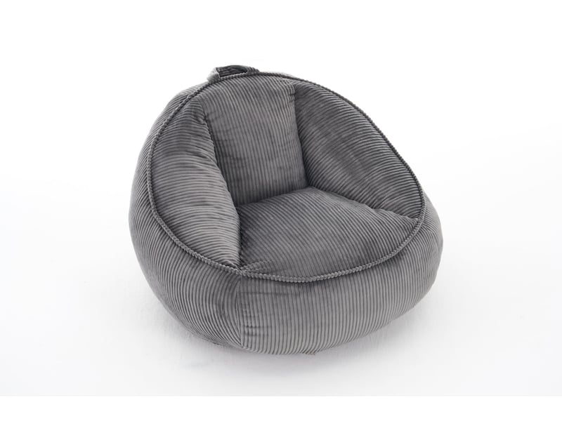 Pouf adulte et enfant en velours côtelé gris clair - moyen - Conforama A